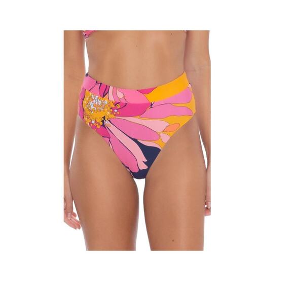 Trina Turk MULTI Breeze Fold Over High Waist Swim Bottom sz 6 - Picture 1 of 4